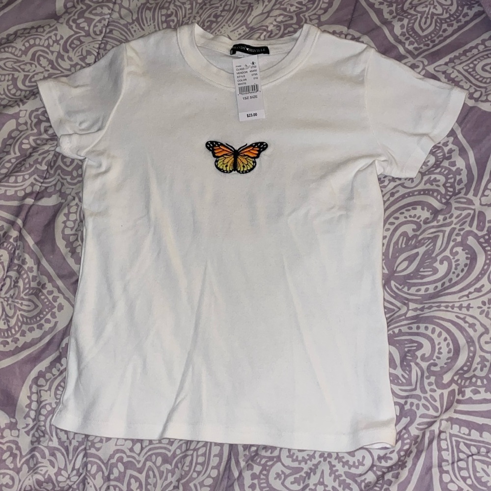 Brandy Melville monarch butterfly top, one size, NWT